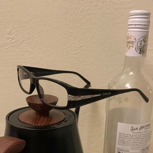 VINTAGE!! Prada Black Glasses with Silver Accents